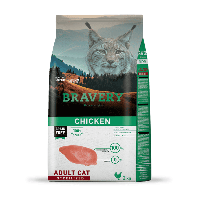 Bravery Gato Adulto Esterilizado Pollo 2 kg.