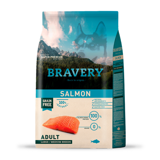 Bravery Adulto Raza Mediana y Grande Salmón 12 kg