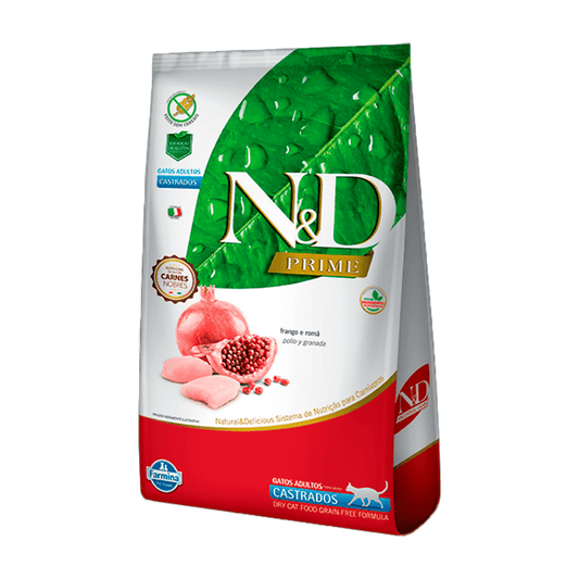 N&D Gatos Castrados Pollo y Granada 7.5 KG.